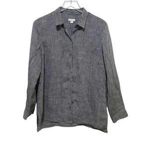 J.Jill Grey Long Sleeve Button Down Shirt Size Medium